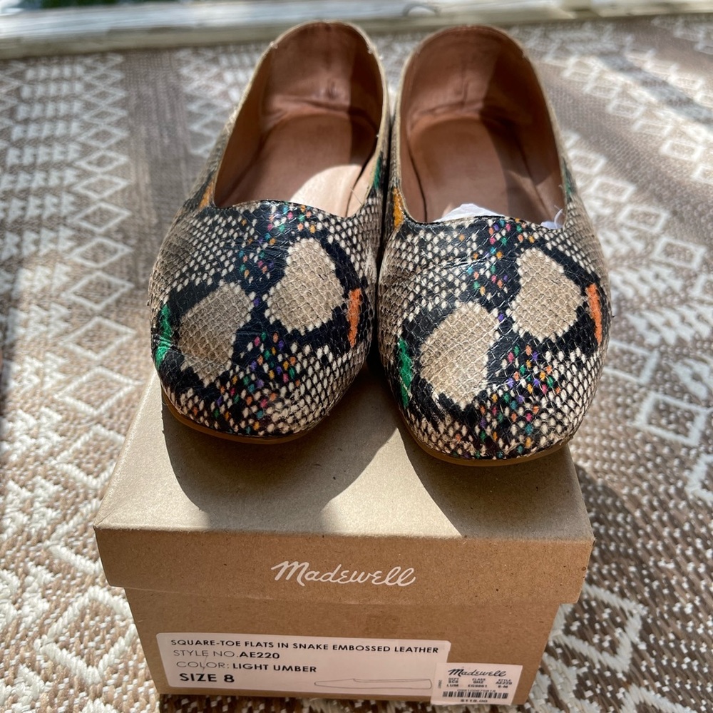 Madewell square-toe flats.
